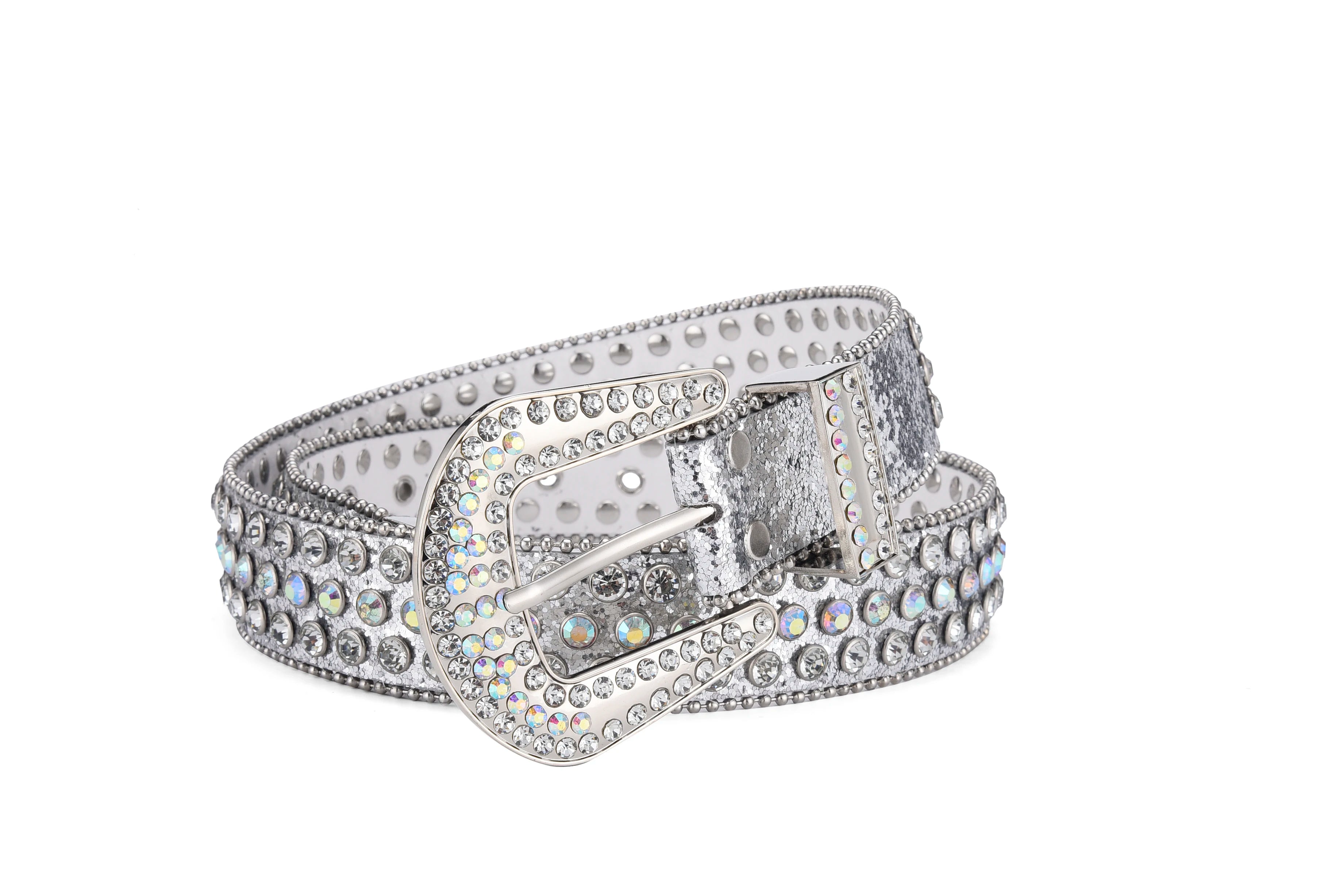 Unisex Y2K Rhinestone Rivet Belt – HipHop Punk Rock Denim Belt