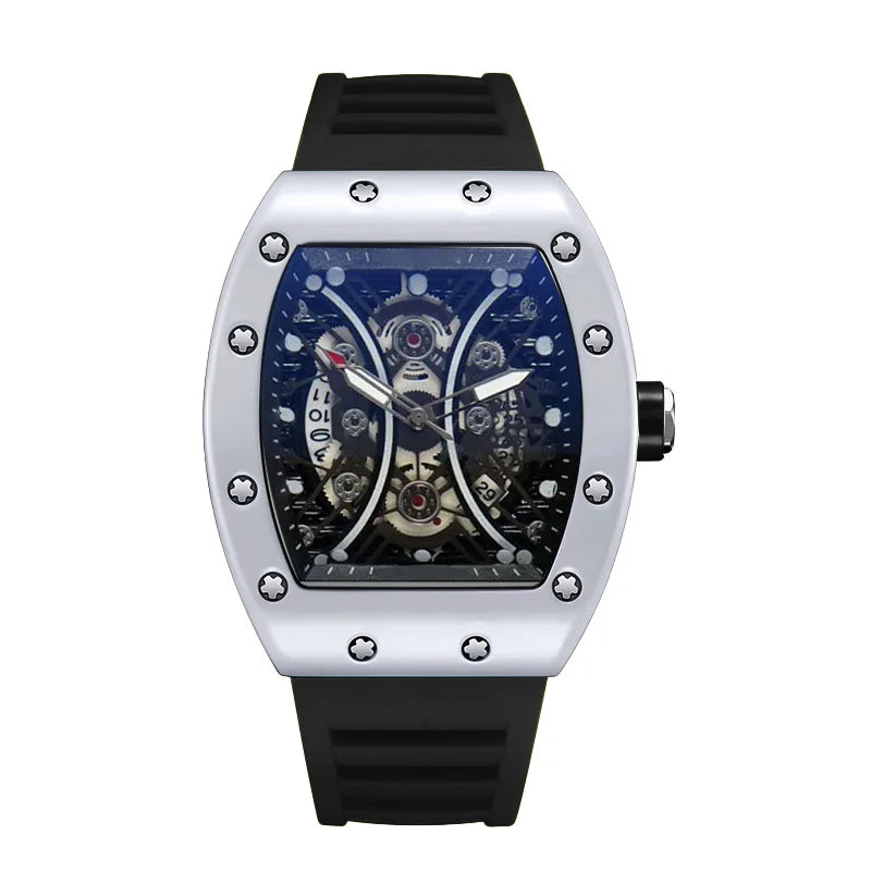 Men's Wine Barrel Dial Quartz Watch – Night Glow Luxury Sports Watch with Calendar (L146)