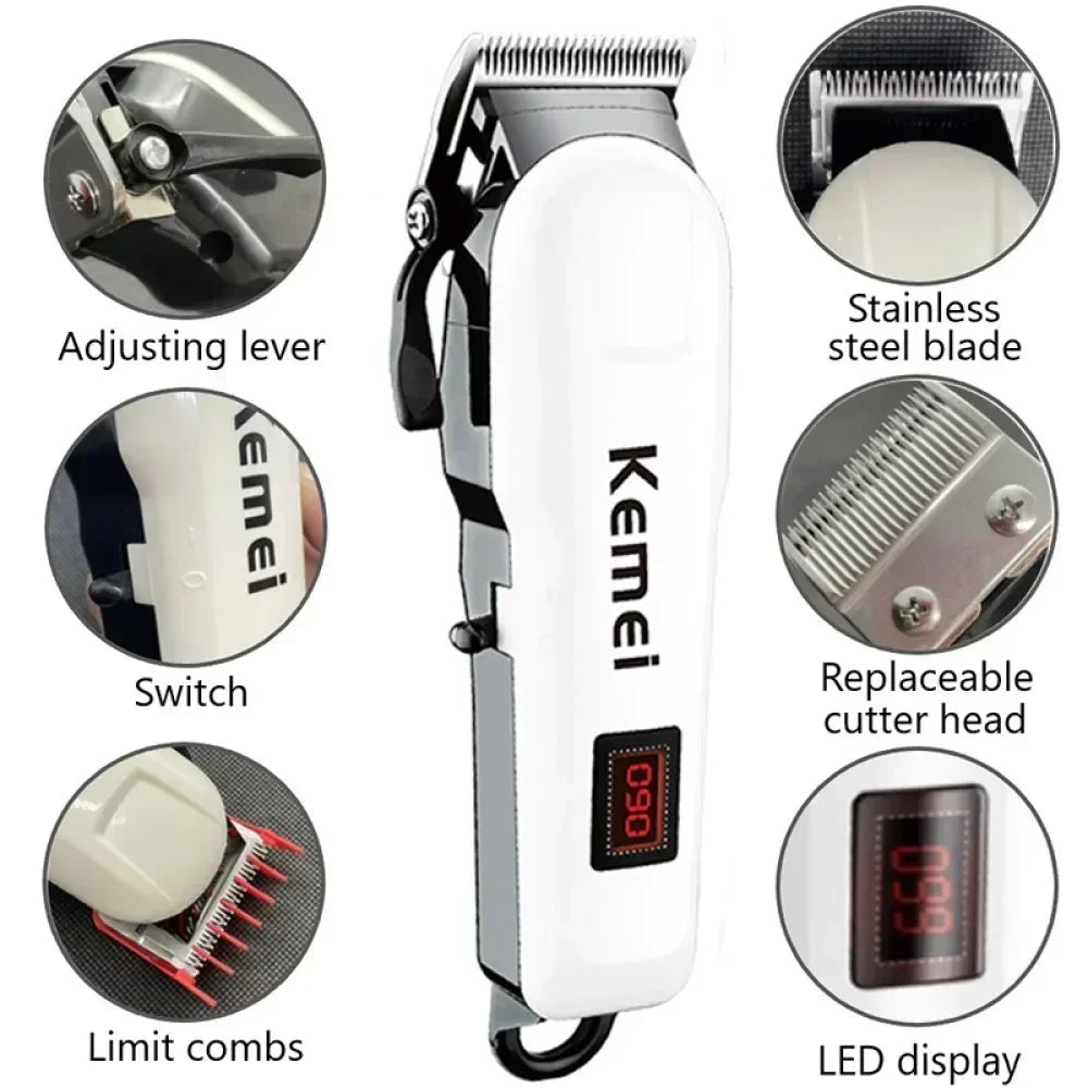 Kemei Cordless Hair Clipper & Beard Trimmer for Men