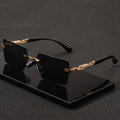 Rimless Rectangle Sunglasses – Unisex Small Square Shades for Beach & Travel