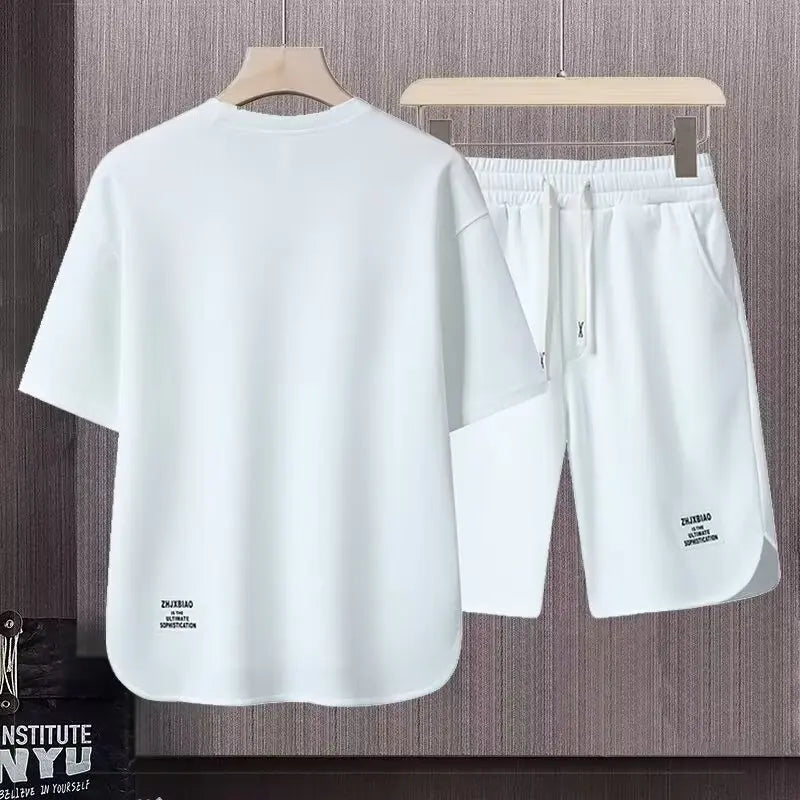 Summer Men's Khaki 2 Piece Set Breathable