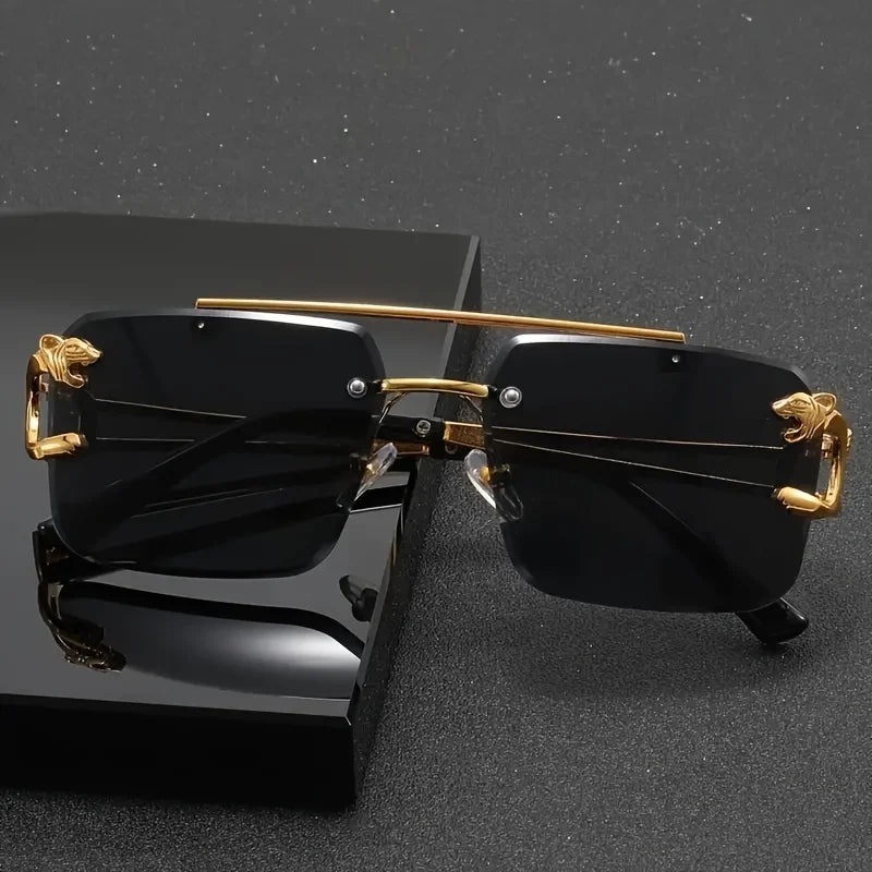 Vintage Frameless Tiger Sunglasses – Polarized Anti-Glare Shades for Men & Women