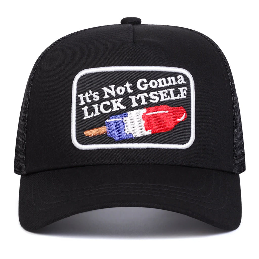 "Lick Itself" Letter Embroidery Baseball Cap – Unisex Adjustable Mesh Hat