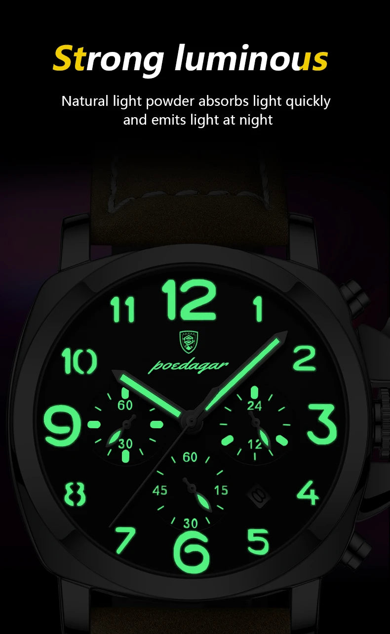 POEDAGAR Luxury Military Watch For Men Waterproof Watch High Quality