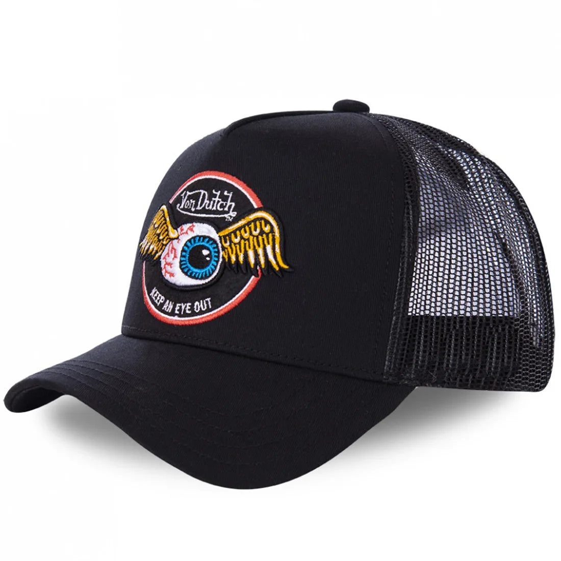 "Von" Mesh Embroidery Trucker Cap – Unisex Cotton Snapback Hat
