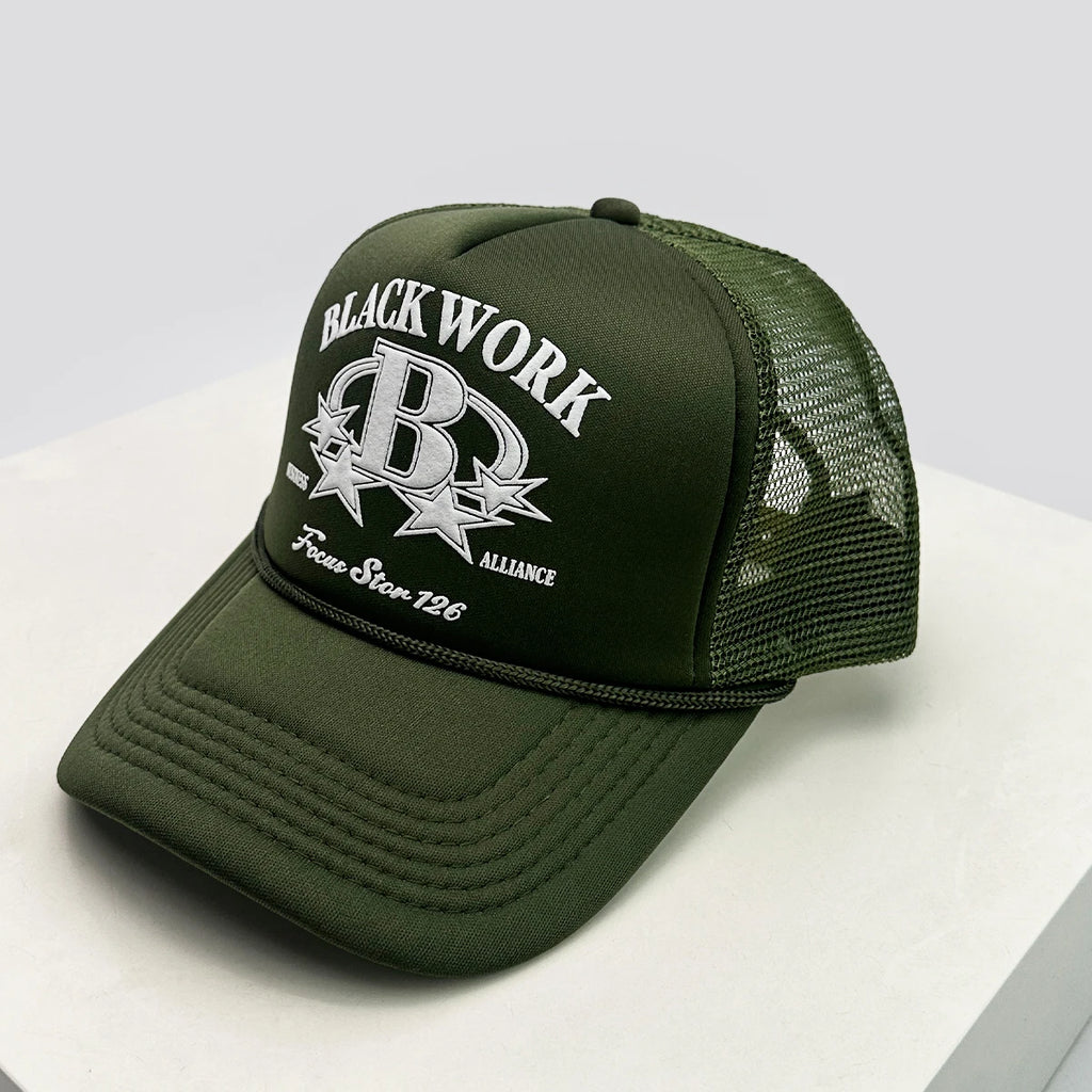 Unisex Letter Print Mesh Trucker Cap – Adjustable Snapback