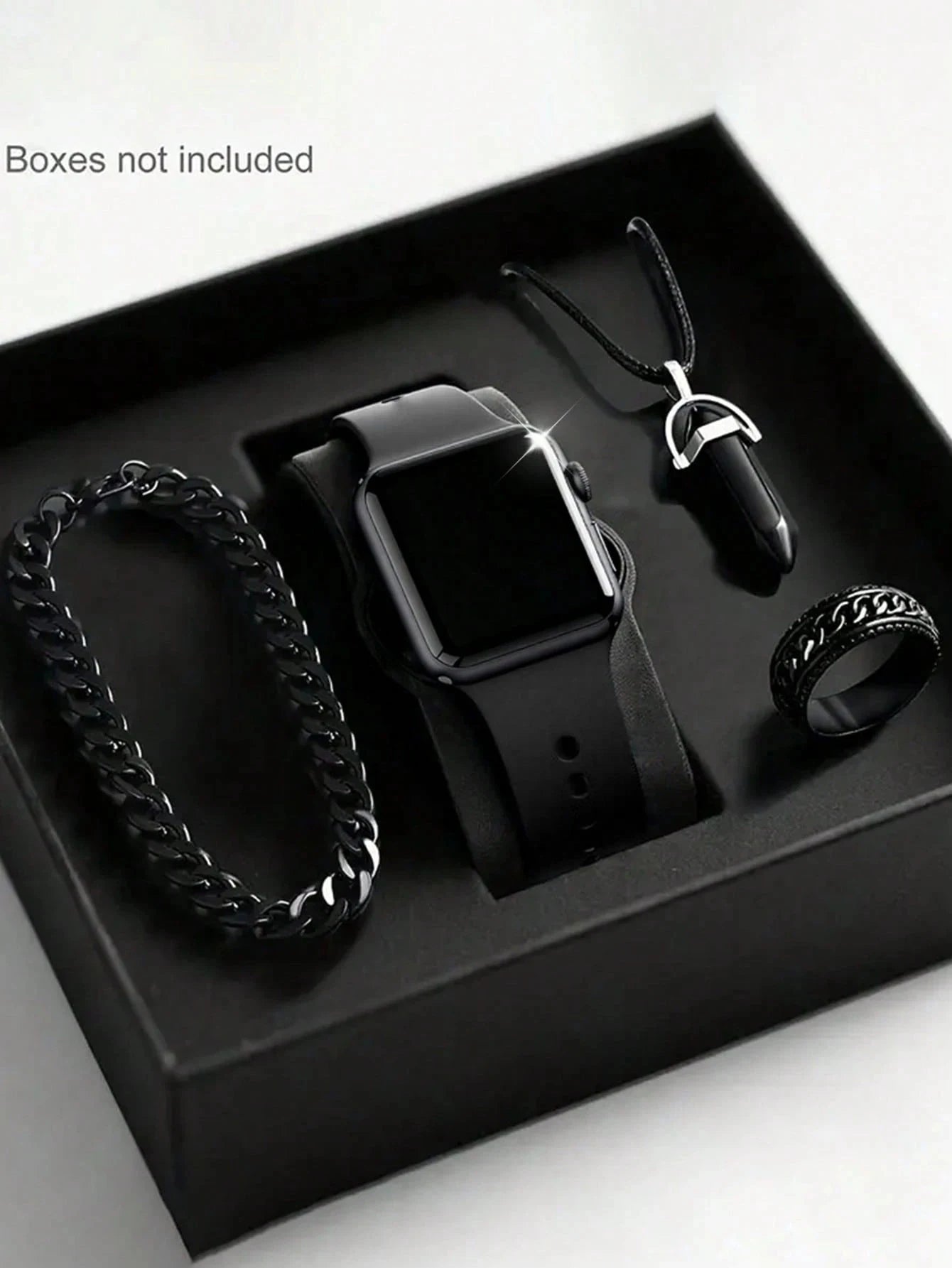 Men's LED Digital Watch & Jewelry Gift Set – Fashion Square Dial with Silicone Band