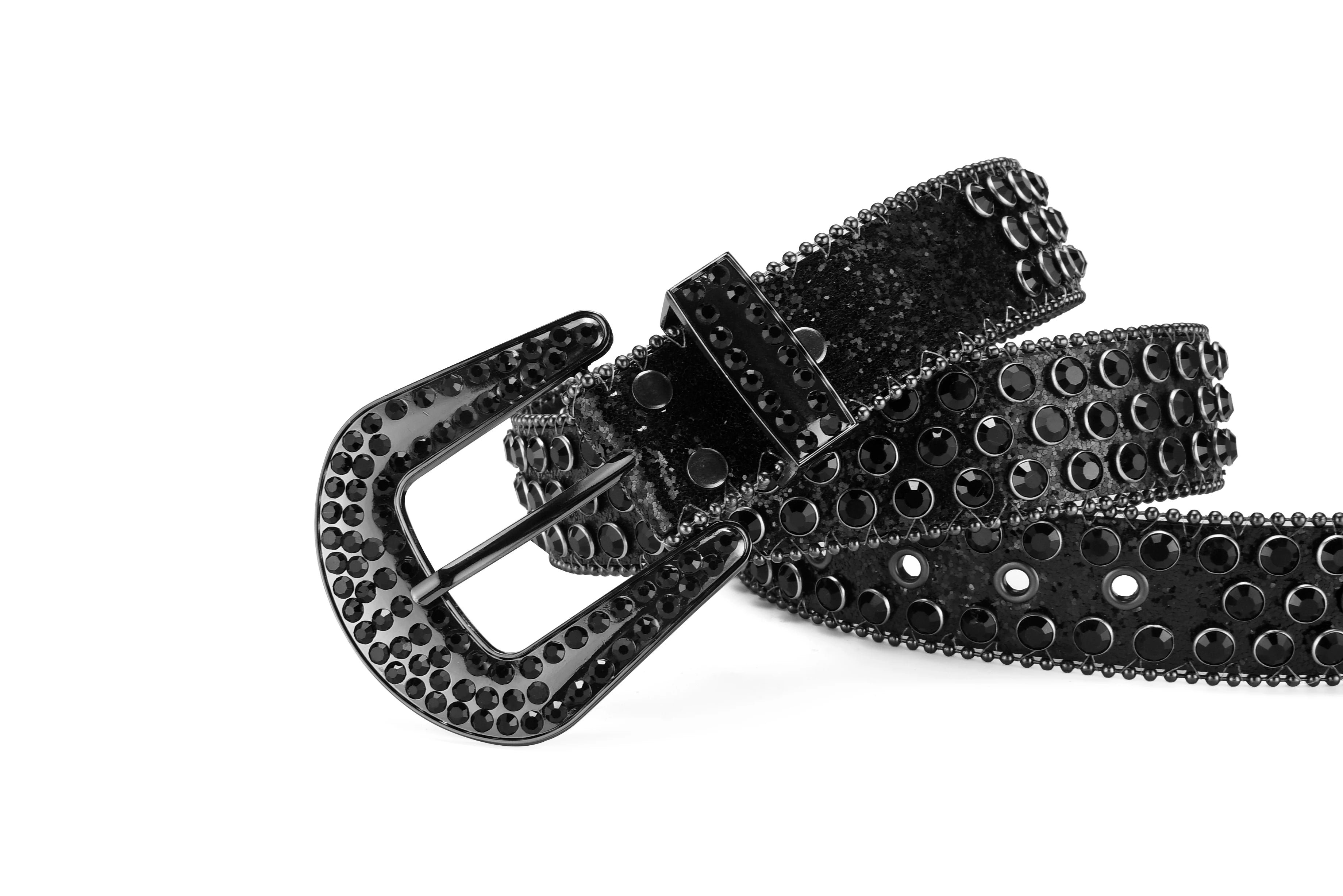 Unisex Y2K Rhinestone Rivet Belt – HipHop Punk Rock Denim Belt