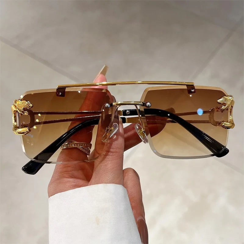 Vintage Oversized Square Sunglasses – Double Bridge UV400 Gradient Shades for Men & Women