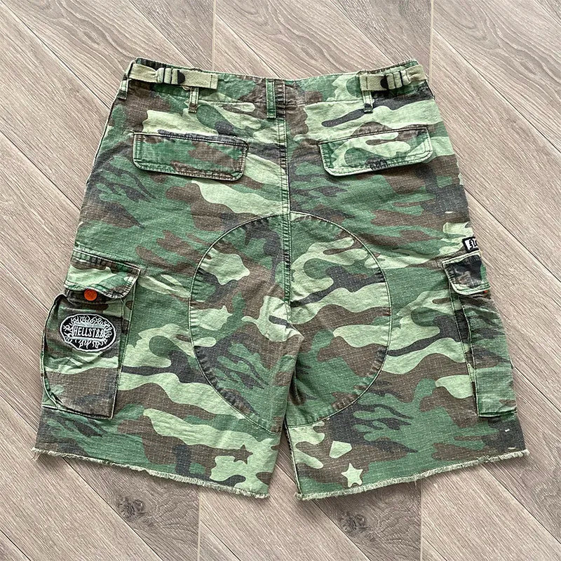 Hellstar Studios Embroidered Patch Shorts – Men's Cotton Casual Streetwear