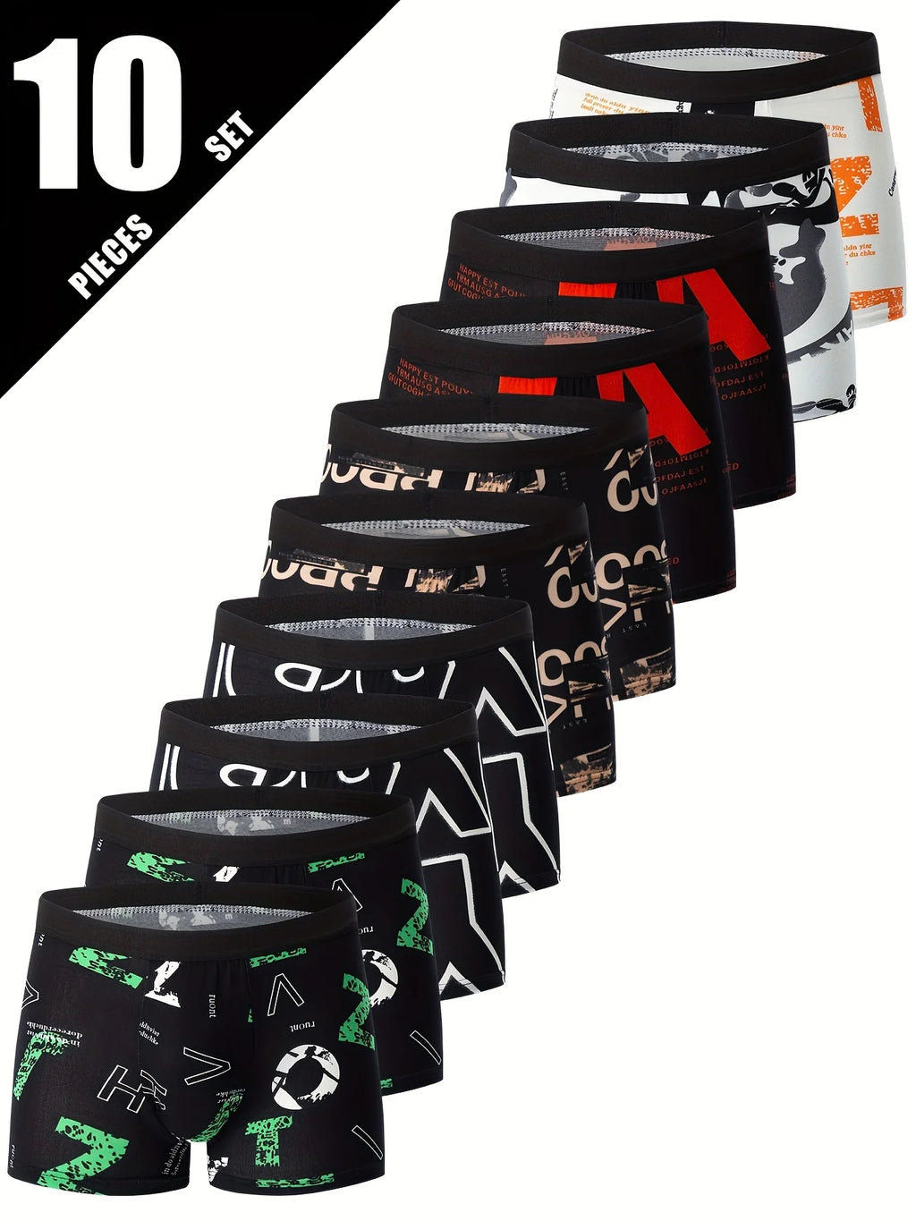 10-piece men's random fashion printed underwear