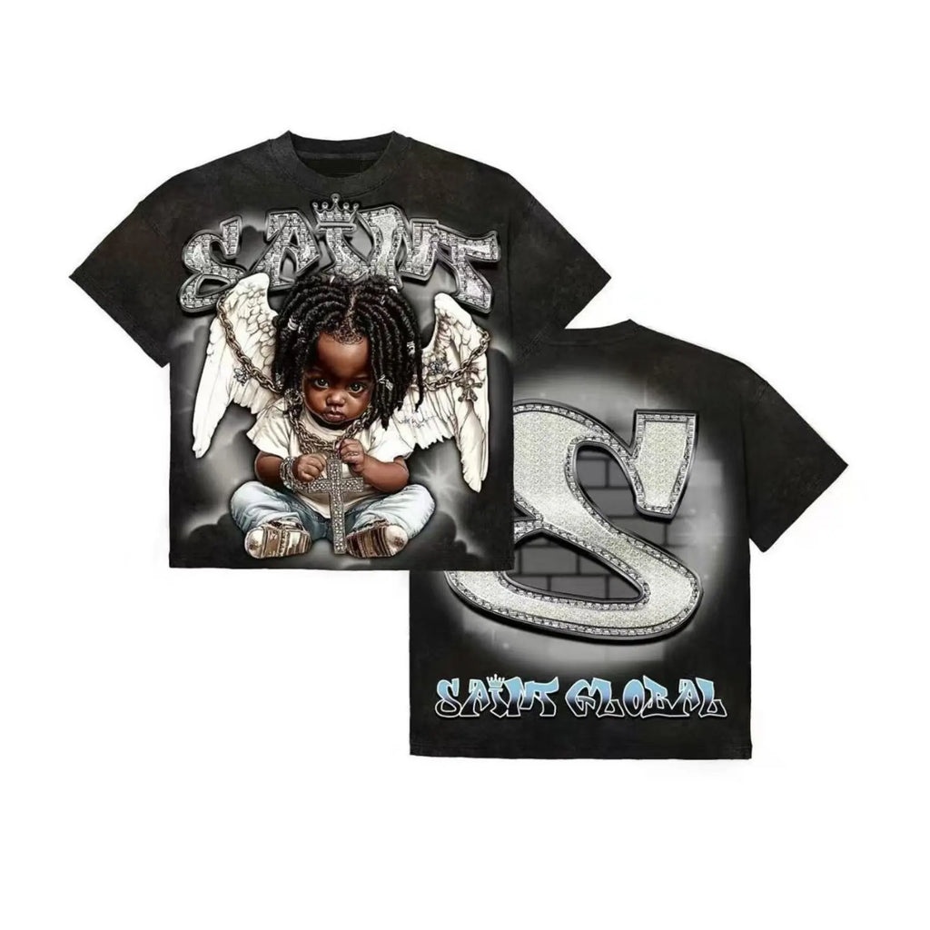 American Hip Hop Y2K Retro Men's Crew Neck T-shirt