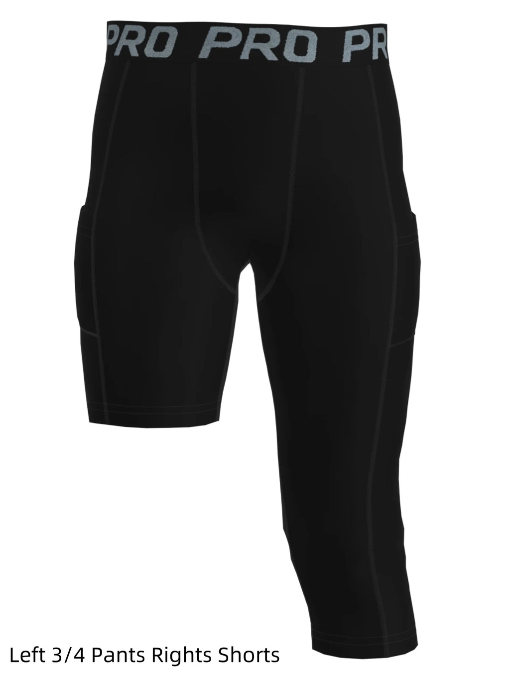 Youth Boys 3/4 One-Leg Compression Tights – Basketball Athletic Base Layer
