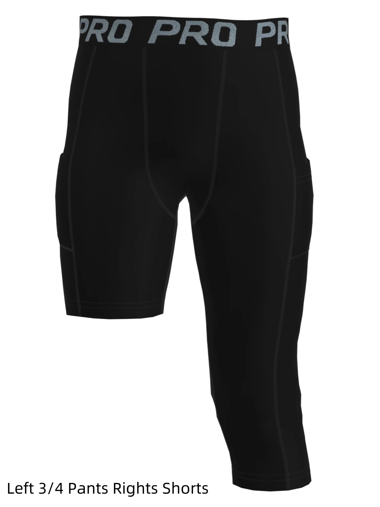 Youth Boys 3/4 One-Leg Compression Tights – Basketball Athletic Base Layer