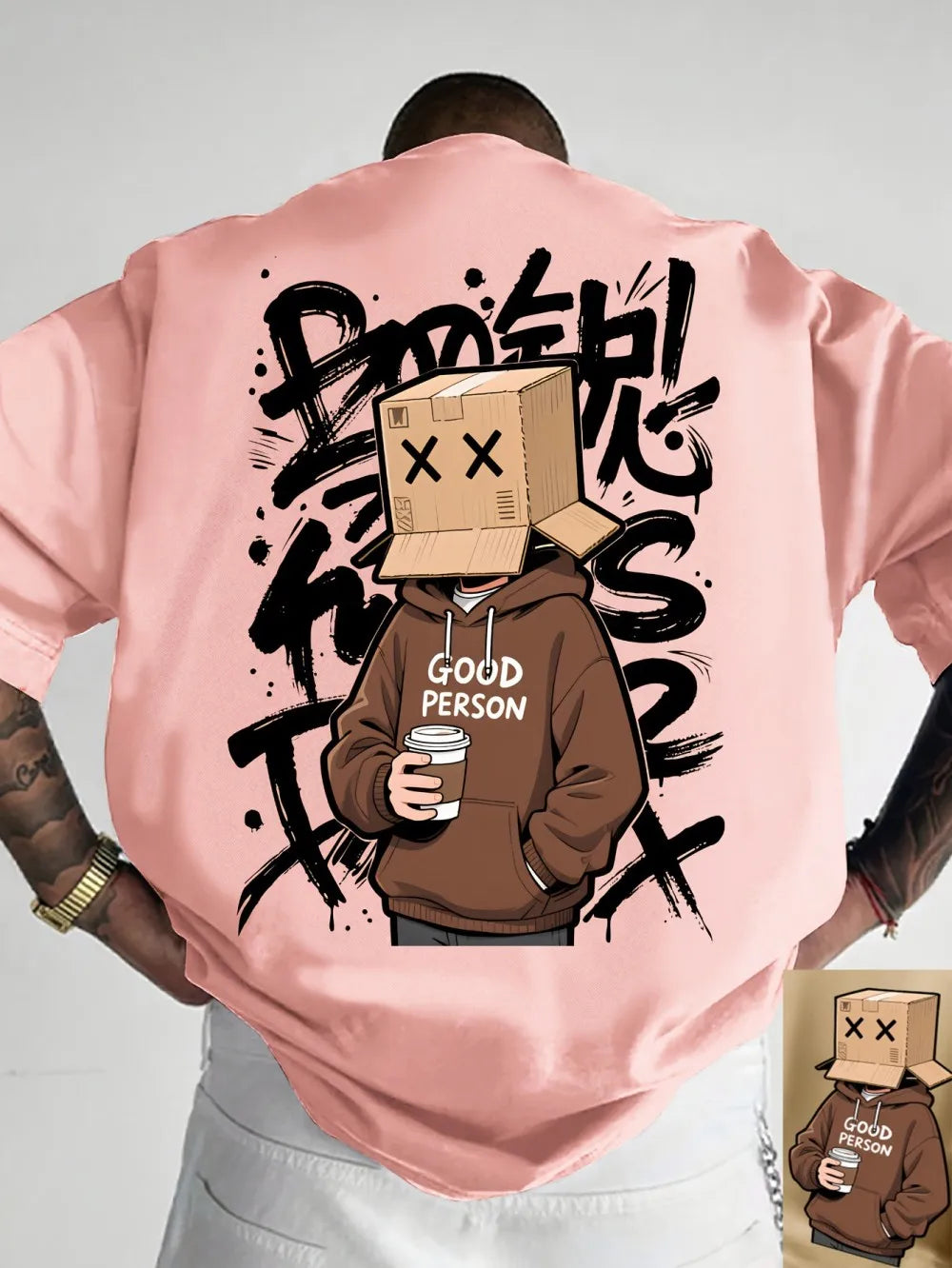 Men's Cartoon Character Letter Graffiti Comfortable and Breathable T-shirt