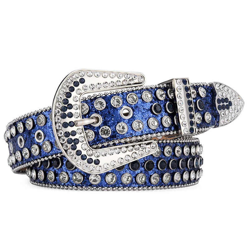 Unisex Y2K Rhinestone Rivet Belt – HipHop Punk Rock Denim Belt