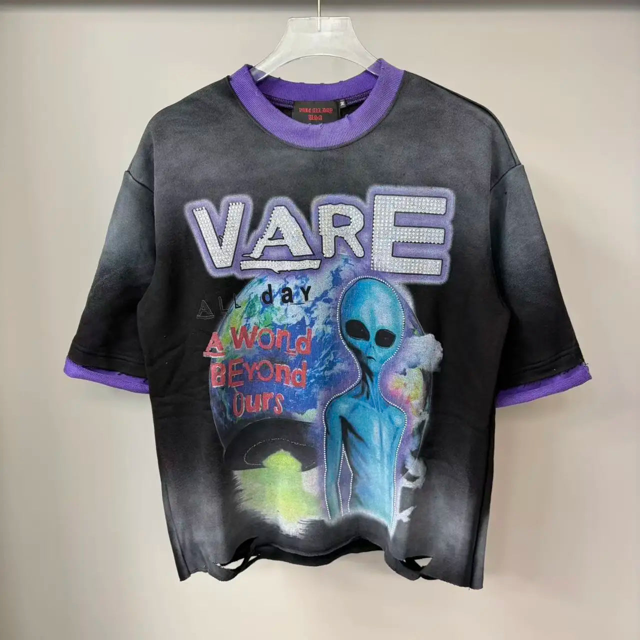 Letter Rhinestone Cotton Short Sleeve for Men and Women Harajuku