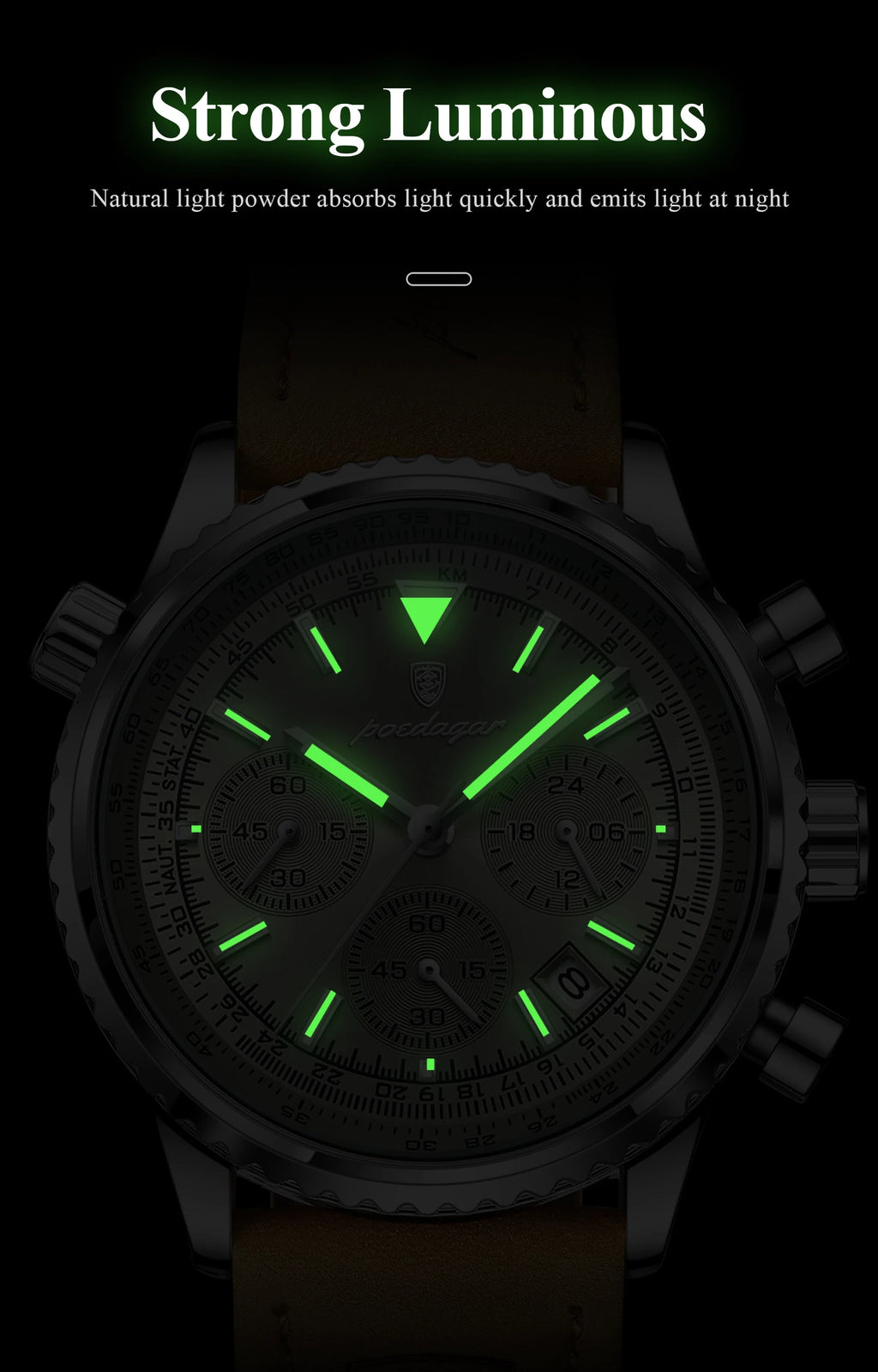 POEDAGAR High Quality Men Chronograph Waterproof Wristwatch