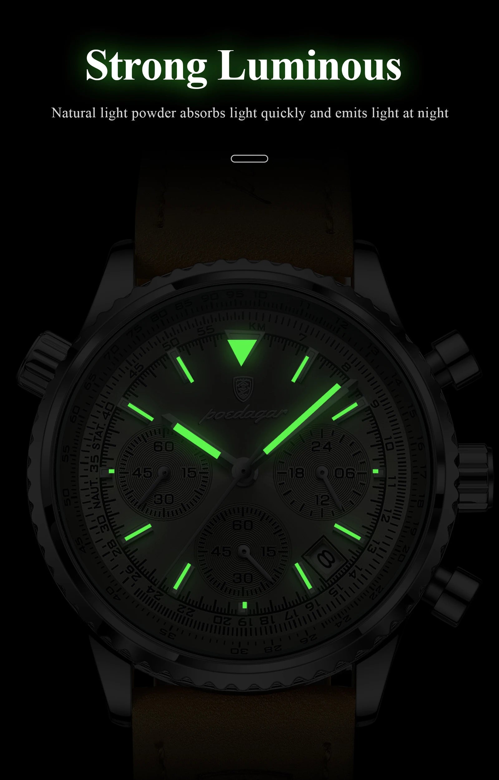 POEDAGAR High Quality Men Chronograph Waterproof Wristwatch