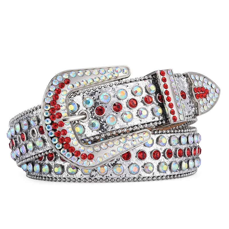Unisex Y2K Rhinestone Rivet Belt – HipHop Punk Rock Denim Belt