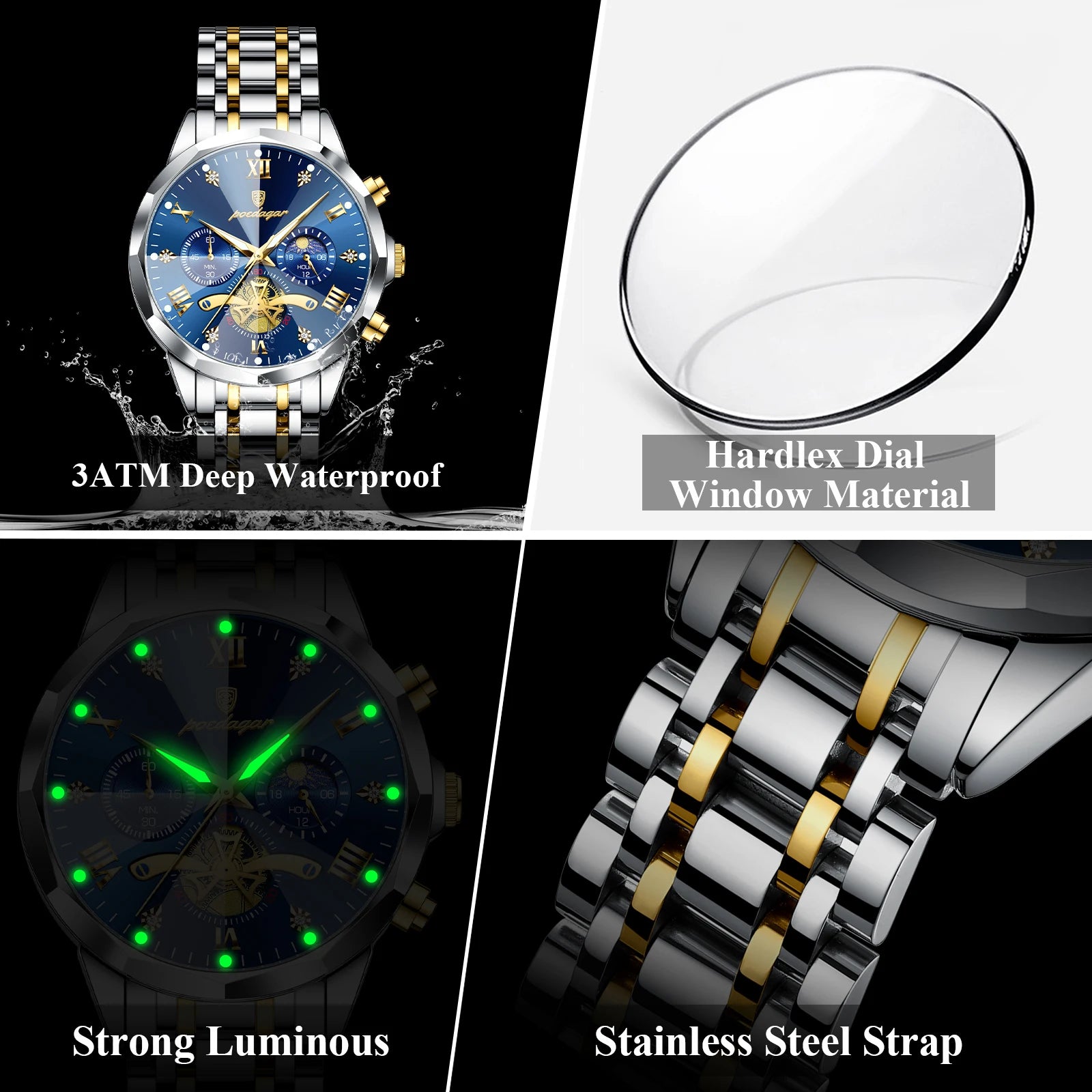 POEDAGAR Luxury Men Watch