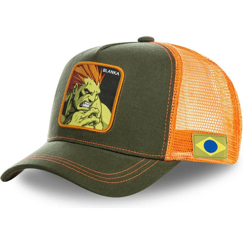 Street Fighter Cosplay Embroidered Baseball Cap – Chun-Li, Ryu, Ken & Blanka Adjustable Mesh Hat
