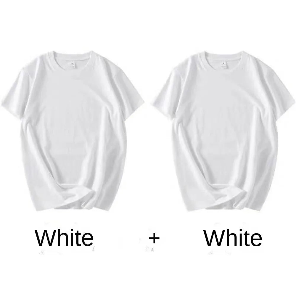 2PCS 100% Cotton Solid T Shirts Men's and Women's