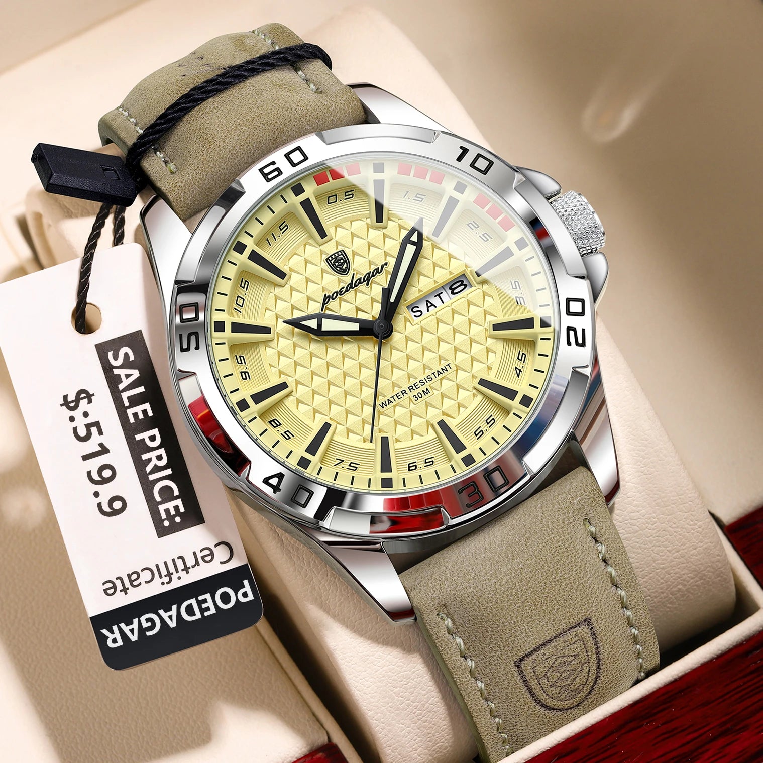 POEDAGAR Original Man Wristwatch Luxury Waterproof