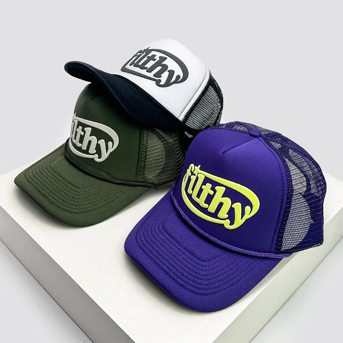 Unisex Color Block Letter Print Trucker Cap – Breathable Mesh Snapback