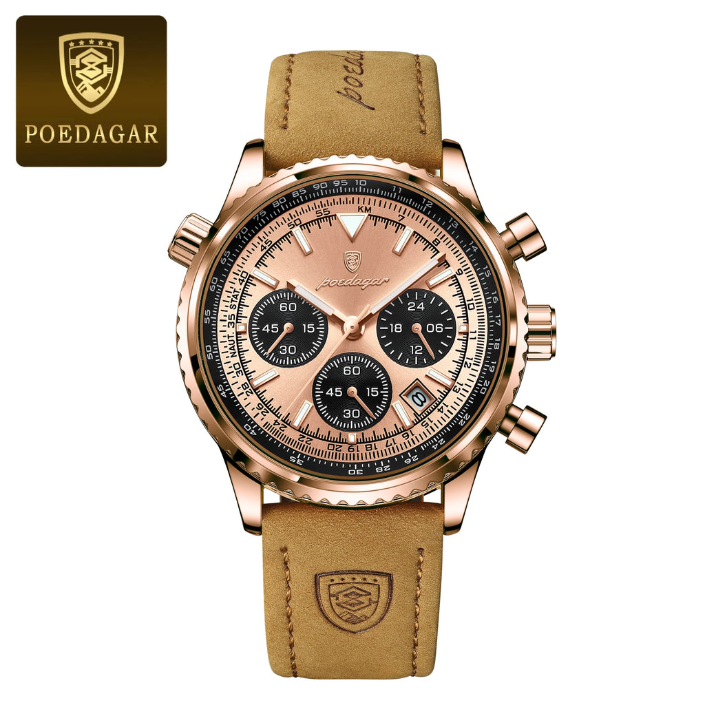 POEDAGAR High Quality Men Chronograph Waterproof Wristwatch
