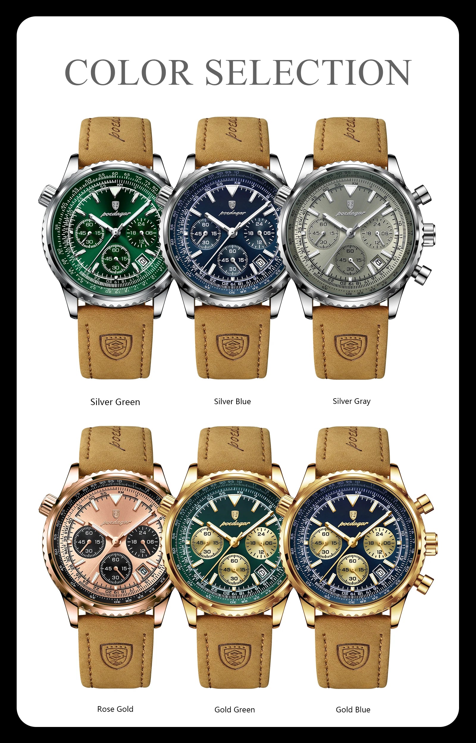 POEDAGAR High Quality Men Chronograph Waterproof Wristwatch