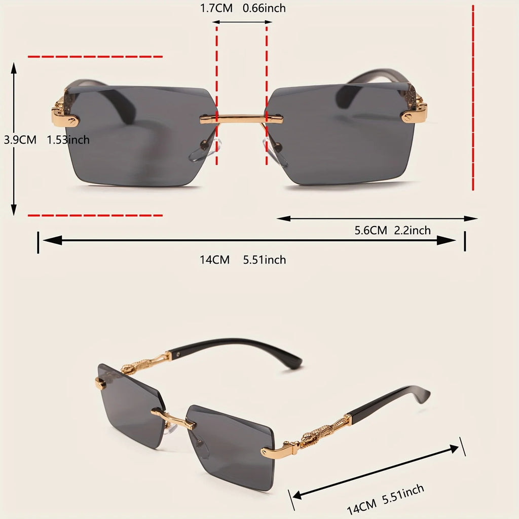 Rimless Rectangle Sunglasses – Unisex Small Square Shades for Beach & Travel