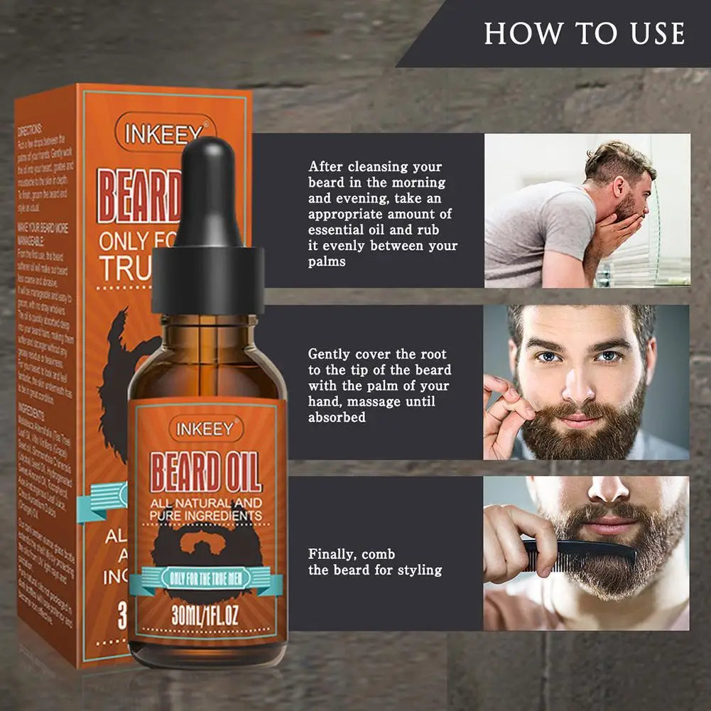 Men's Beard Growth Oil Serum 30ml – Nourishing Softening & Strengthening Beard Oil