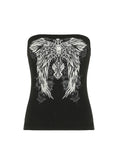 Gothic Print Black Tube Top Women