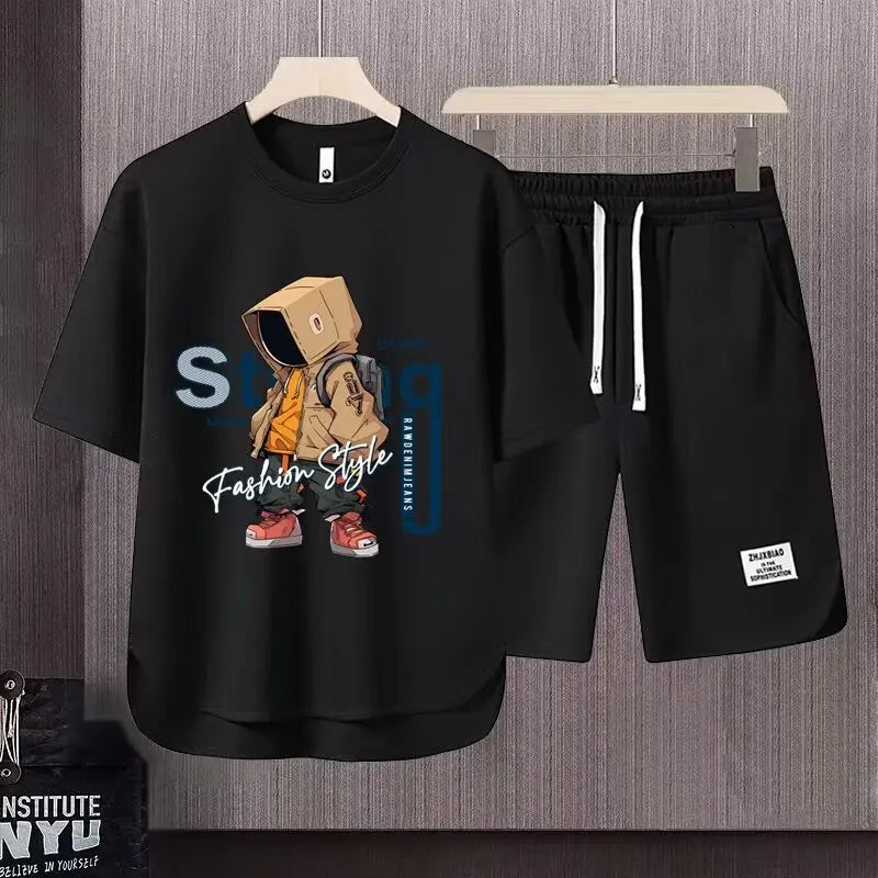 Summer Men's Khaki 2 Piece Set Breathable
