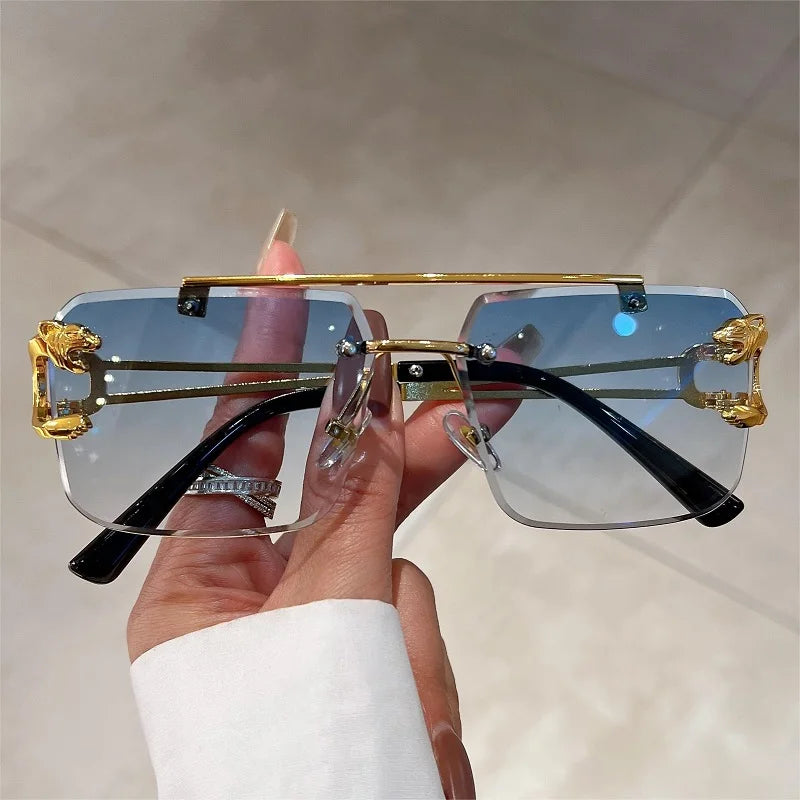 Vintage Oversized Square Sunglasses – Double Bridge UV400 Gradient Shades for Men & Women