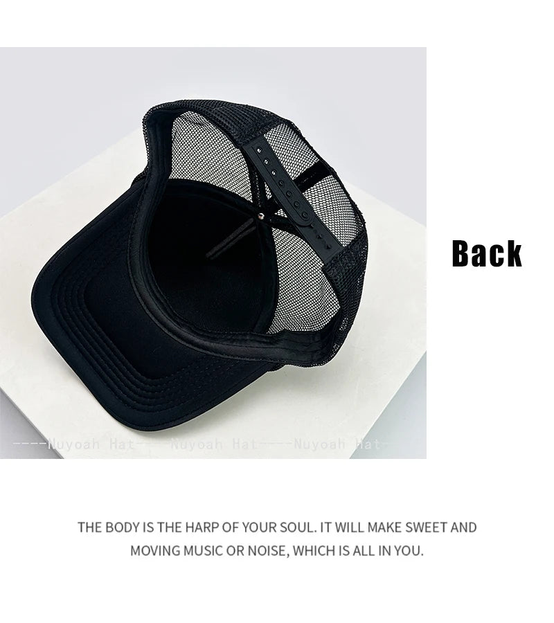 Unisex Letter Print Mesh Trucker Cap – Adjustable Snapback