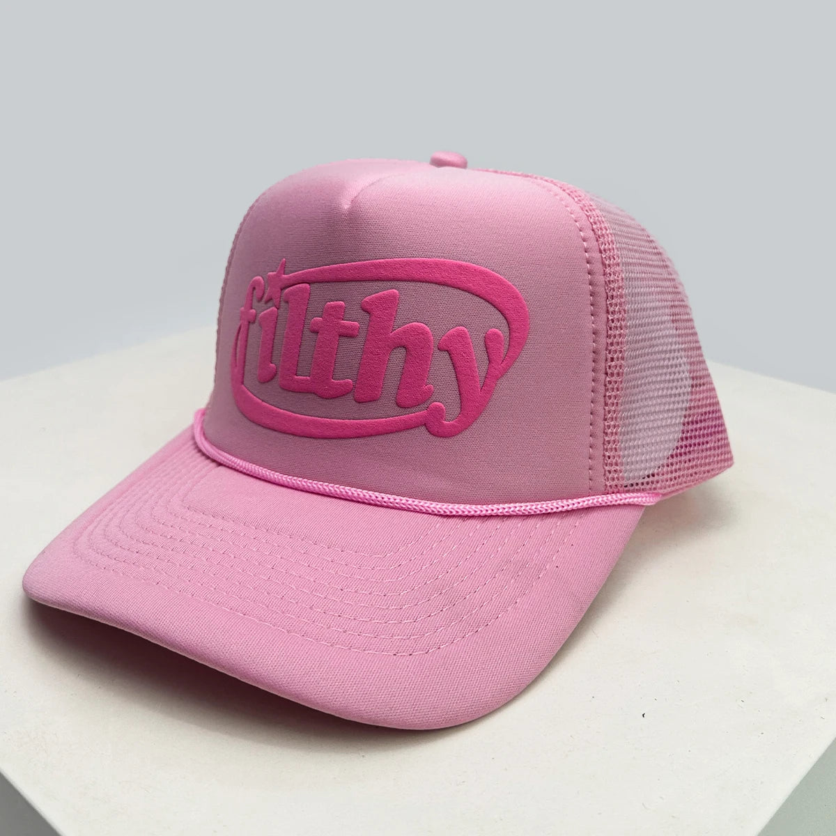 Unisex Color Block Letter Print Trucker Cap – Breathable Mesh Snapback