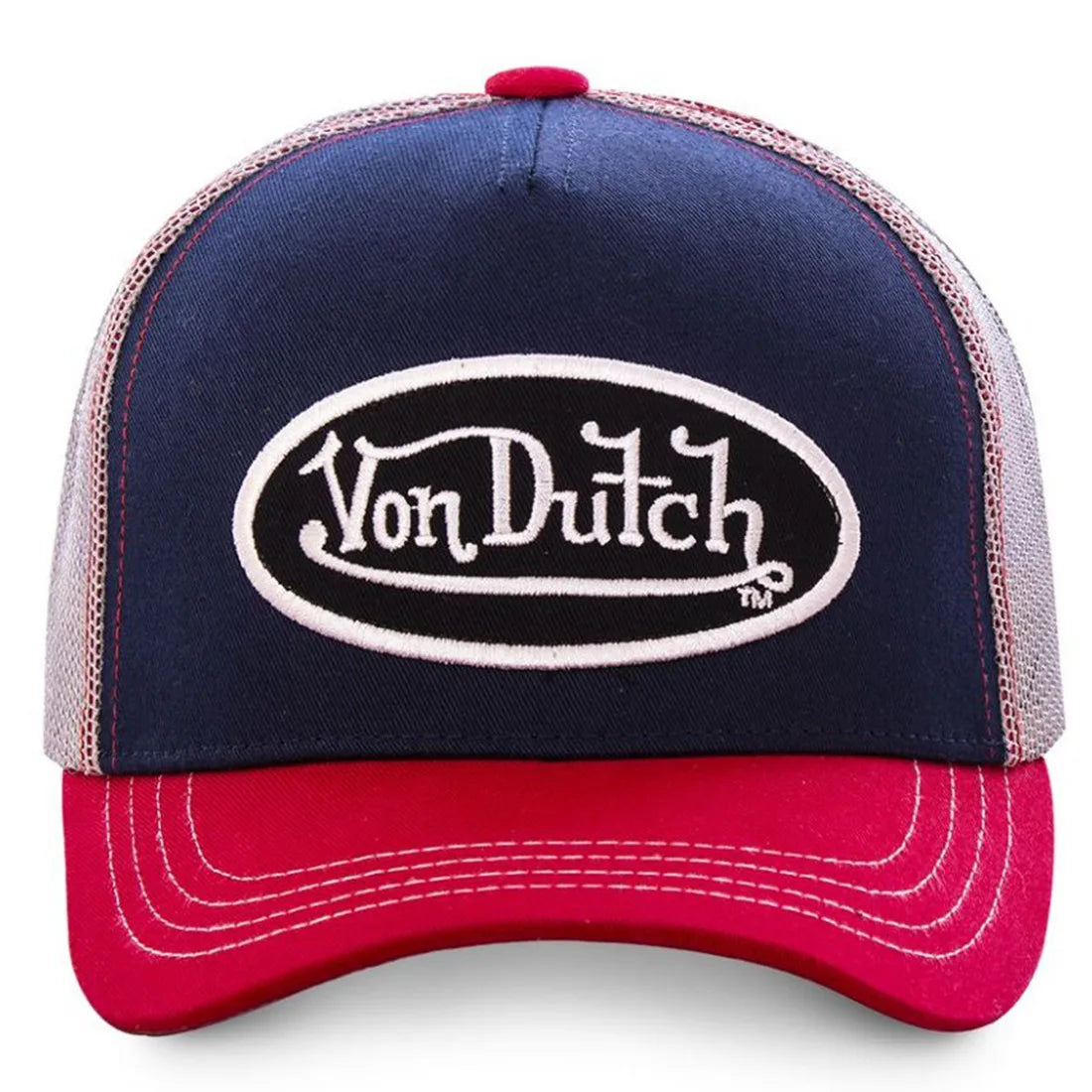 "Von" Mesh Embroidery Trucker Cap – Unisex Cotton Snapback Hat