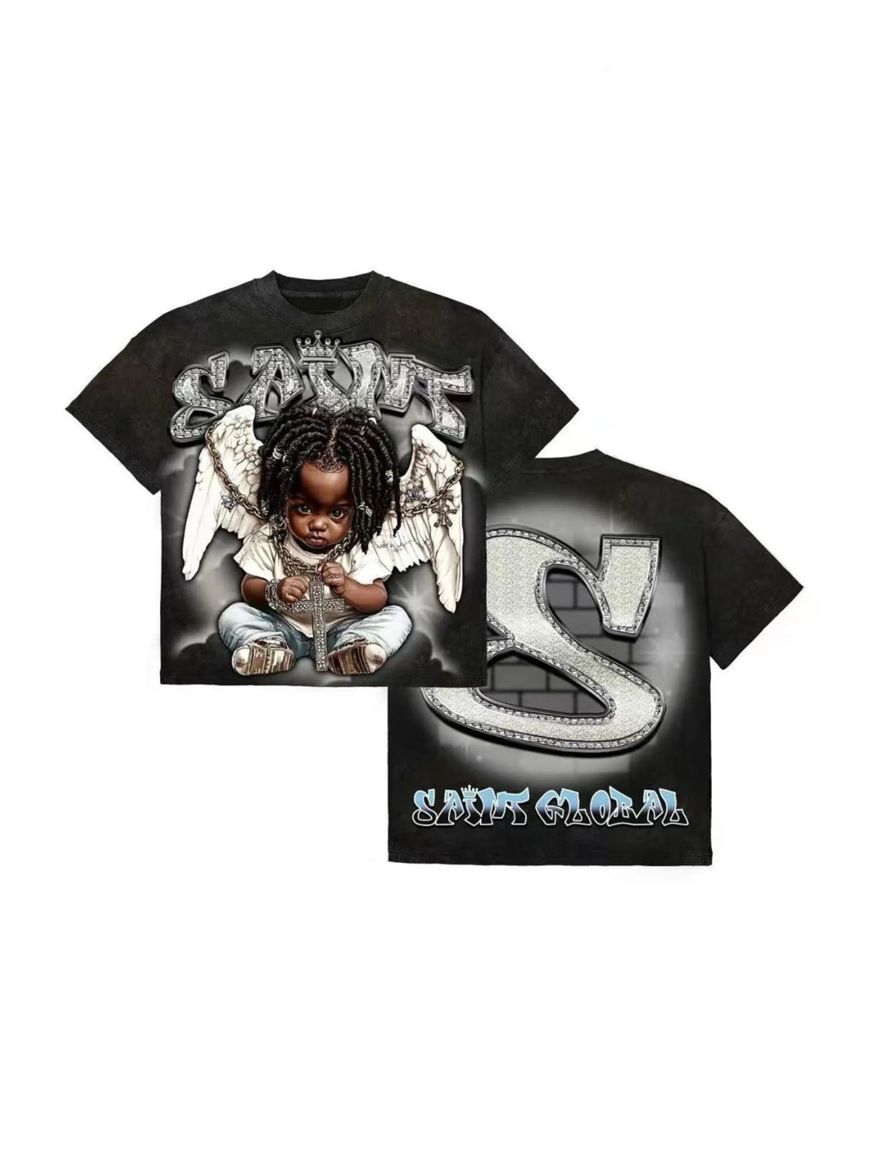 American Hip Hop Y2K Retro Men's Crew Neck T-shirt