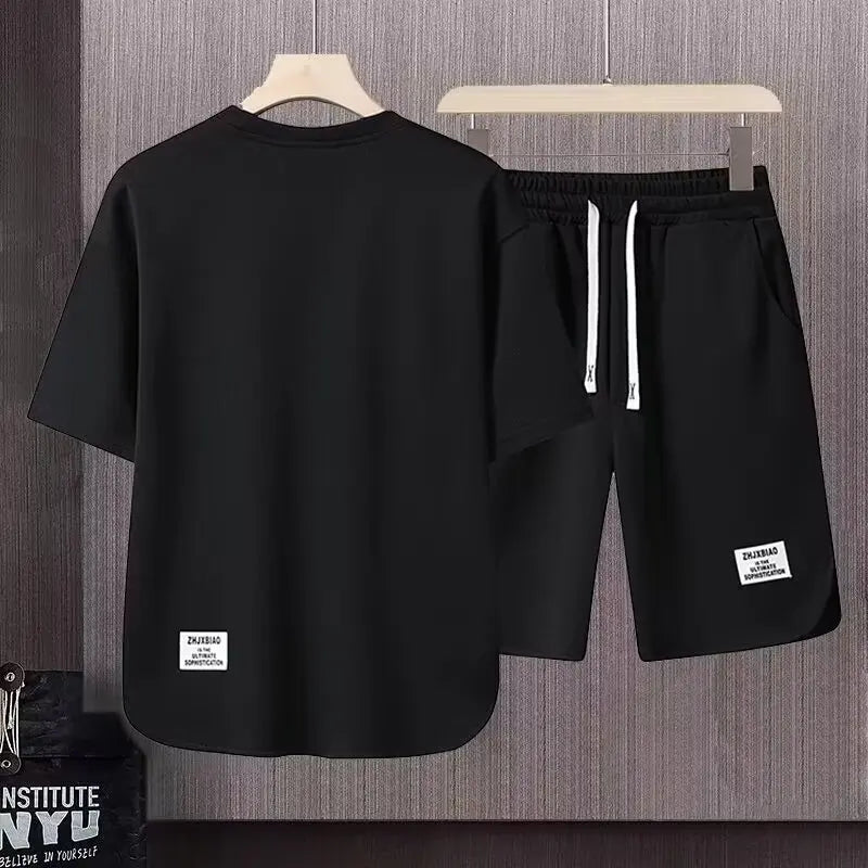 Summer Men's Khaki 2 Piece Set Breathable