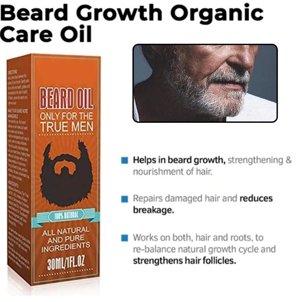 Men's Beard Growth Oil Serum 30ml – Nourishing Softening & Strengthening Beard Oil