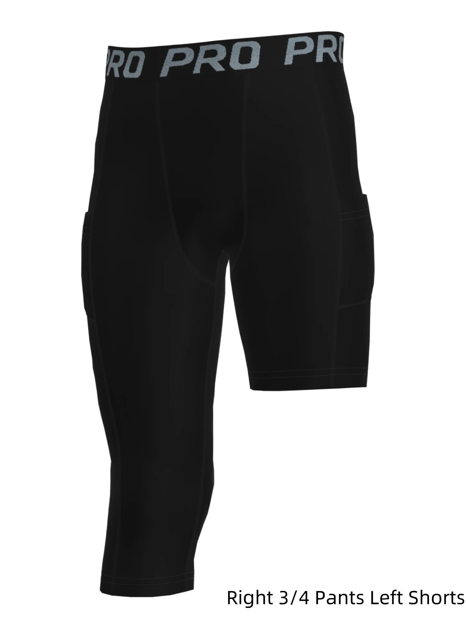 Youth Boys 3/4 One-Leg Compression Tights – Basketball Athletic Base Layer