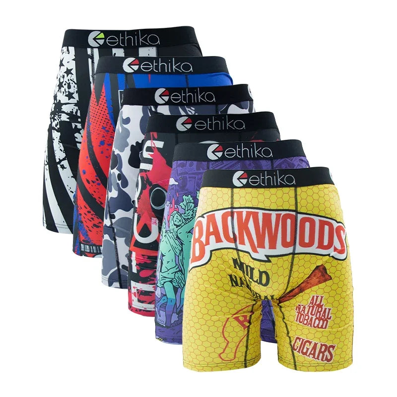 6Pcs ETHIKA Sexy Printed Men Underwear