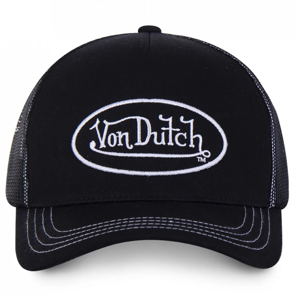"Von" Mesh Embroidery Trucker Cap – Unisex Cotton Snapback Hat