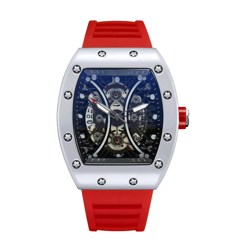 Men's Wine Barrel Dial Quartz Watch – Night Glow Luxury Sports Watch with Calendar (L146)