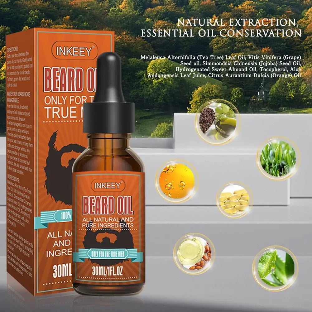 Men's Beard Growth Oil Serum 30ml – Nourishing Softening & Strengthening Beard Oil