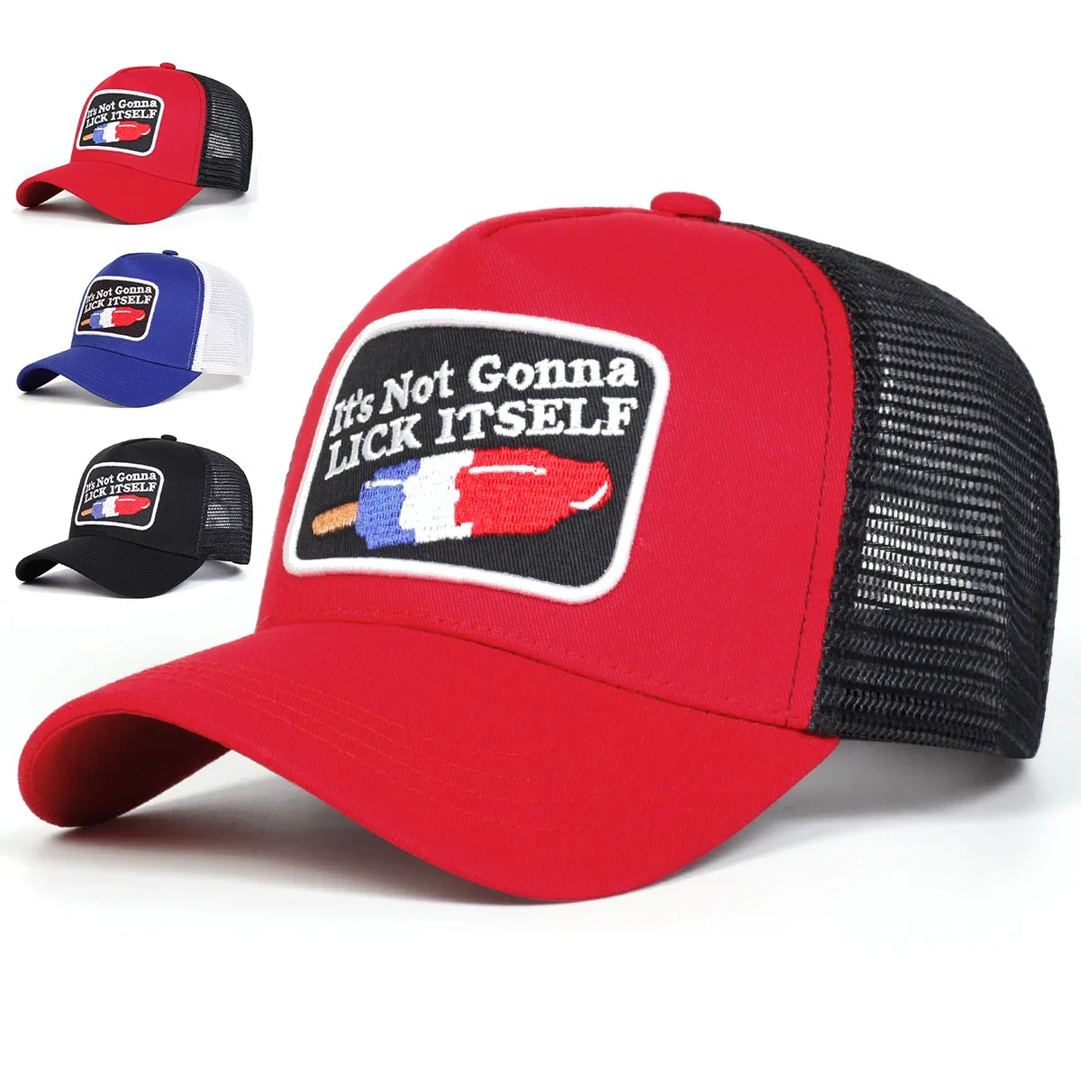 "Lick Itself" Letter Embroidery Baseball Cap – Unisex Adjustable Mesh Hat