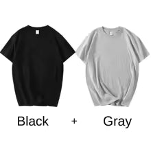 2PCS 100% Cotton Solid T Shirts Men's and Women's