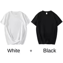 2PCS 100% Cotton Solid T Shirts Men's and Women's